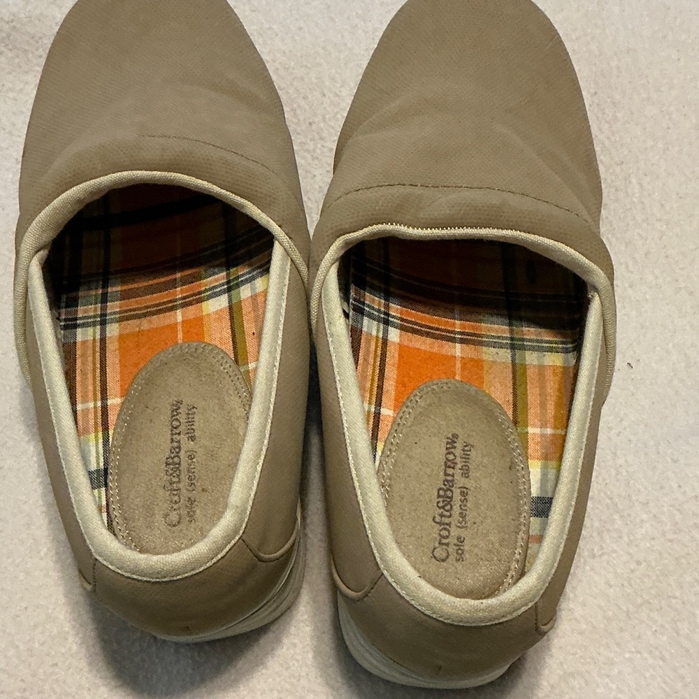 Croft & Barrow Tan Mules with Plaid Lining